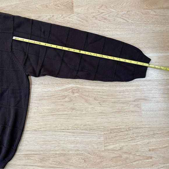 Izod Sweater Men’s 2XL Brown Designer Classic Heavy Casual Crew Neck Box Pattern - Picture 8 of 9